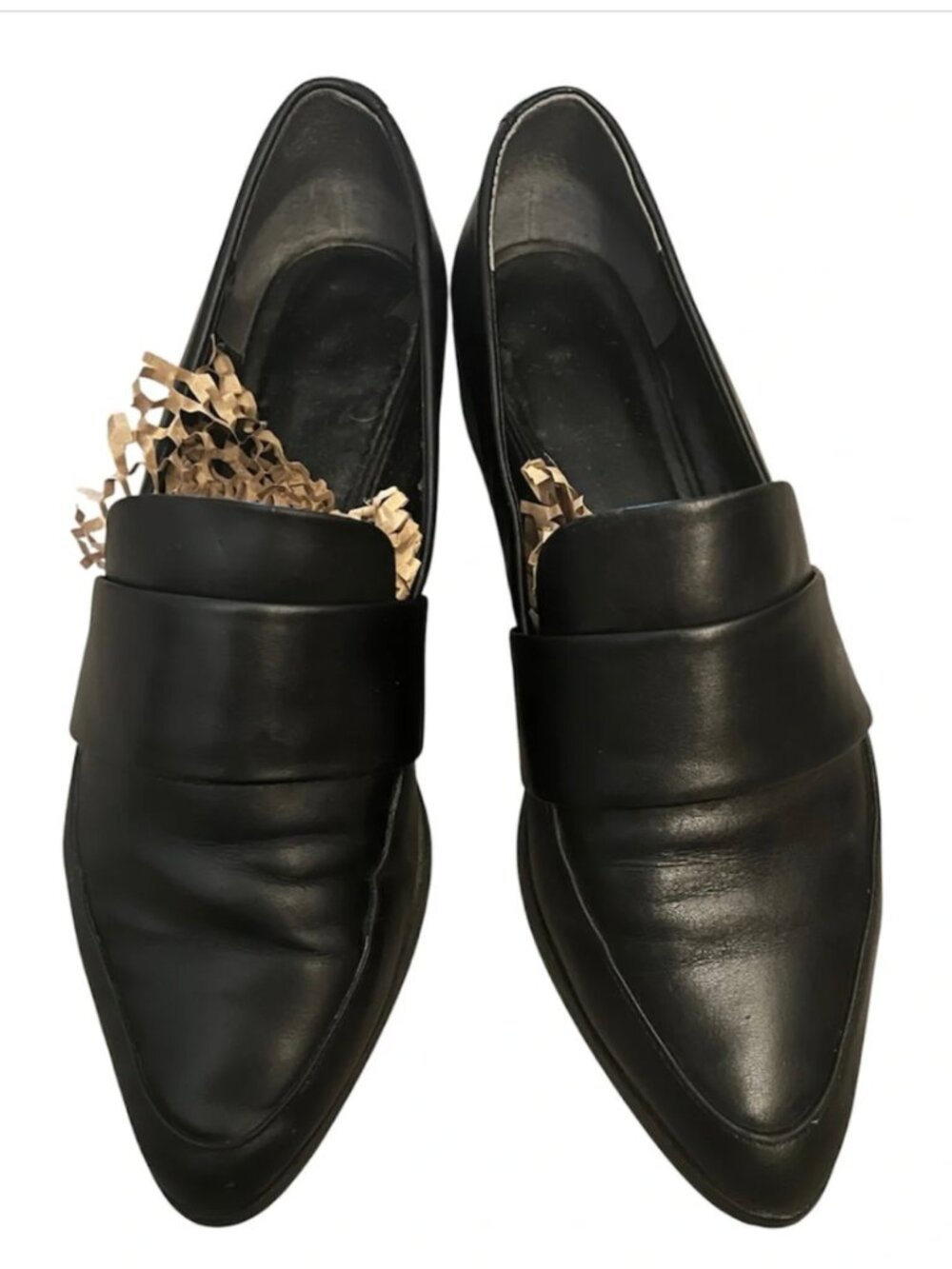 Tony Bianco Black Leather Loafers / Heeled Slip-On Shoes